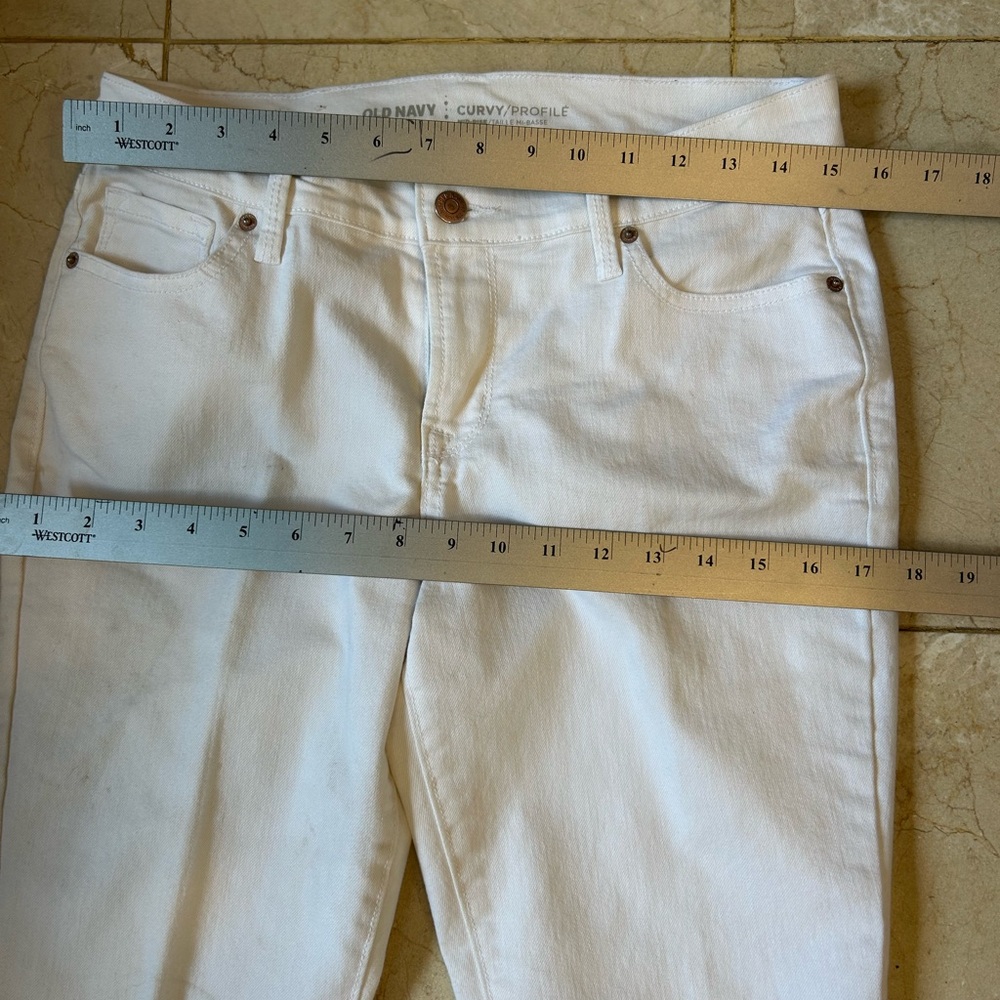 Old Navy, Curvy, White Denim, Mid Rise, Skinny Leg Jeans w/ Stretch, Sz 6 - Picture 7 of 11